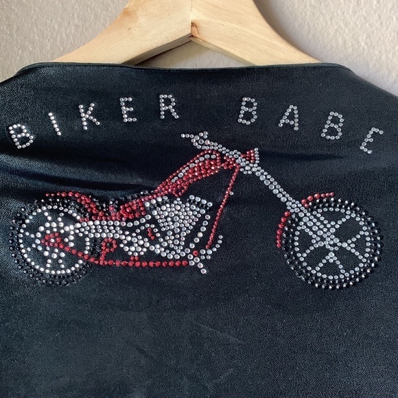 Biker Babe Faux Leather Beaded Shawl Wrap - Picture 4 of 5